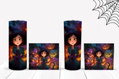 3D Halloween Witch Tumbler, Colorful Pumpkins Tumbler Print Product Image 2