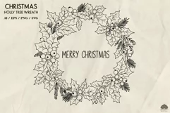 Holly Christmas wreath SVG PNG EPS Product Image 3