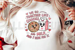 Cute Milk And Cookies Cartoon Duo With Hearts Love Concept Product Image 2