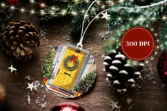 Christmas Yellow Door Ornament, Winter Ornament Template Product Image 2