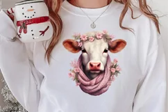 Beautiful Christmas Cow Clipart, Christmas Cow Clipart Product Image 2