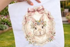 Floral Vintage Easter Bunny in Lace Frame Cottagecore PNG Product Image 2