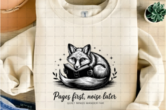Pages First, Noise Later Quiet Fox Reading Book Vintage Product Image 1