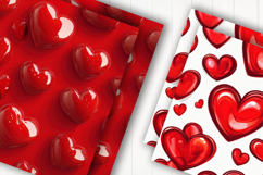 Red Glossy Hearts Digital Paper Product Image 2