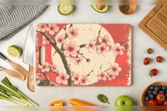 Vintage Japanese Cherry Blossom Flower Cutting Boards sublim Product Image 2