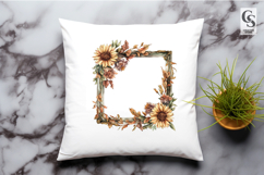 Watercolor Autumn Floral Frame Clipart Sublimation PNG Product Image 2
