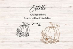 Hand Drawn Floral Pumpkin SVG With Leaves Product Image 2