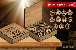 Nativity Wooden Gift Box Laser Cut | 11 Christmas Toys | SVG Product Image 2