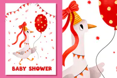 Silly Goose Baby Shower Cards, Hand Drawn Cute Goose Product Image 2