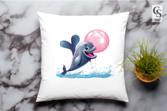 Cute Kawaii Dolphin With Balloon Clipart SVG PNG Product Image 3
