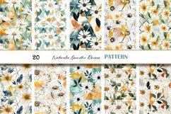 Seamless Watercolor Boho Flower Digital Paper Product Image 2