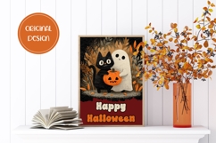 Happy Halloween Greeting Card, Cartoon Halloween Printable Product Image 2