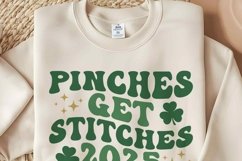 2025 Pinches Get Stitches SVG, Retro Groovy St Patrick Day Product Image 3