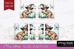 Deer Halloween Mug Wrap Coquette Mug PNG Sublimation Product Image 1