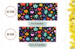 Cartoon Flowers Mug Wrap Design, Love Hearts Mug Template Product Image 2