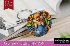 Denim Keychain PNG - Dog In Pocket Keychain Sublimation Product Image 1