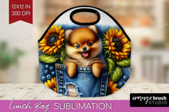 Denim Lunch Bag - Dog In Pocket Lunch Bug PNG Sublimation Product Image 1