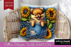 Denim Pillow Sublimation - Dog In Pocket Pillow Cover PNG Product Image 1