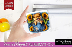 Denim Magnet Sublimation - Dog In Pocket Square Magnet PNG Product Image 1