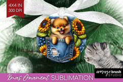 Denim Ornament PNG - Dog In Pocket PNG Sublimation Product Image 1
