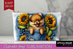 Denim Cosmetic Bag - Dog In Pocket Makeup Bag PNG Product Image 1