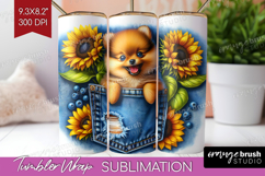 Denim Tumbler Wrap - Dog In Pocket Tumbler PNG Sublimation Product Image 1