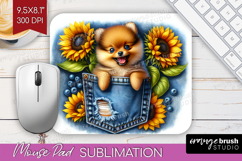 Denim Mouse Pad Sublimation - Dog In Pocket Mousepad PNG Product Image 1