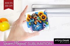 Denim Magnet Sublimation - Dog In Pocket Square Magnet PNG Product Image 1