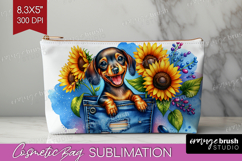 Denim Cosmetic Bag - Dog In Pocket Makeup Bag PNG Product Image 1