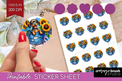 Denim Round Sticker - Dog In Pocket Printable Sticker Sheet Product Image 1