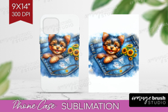 Denim Phone Case PNG - Dog In Pocket Case PNG Sublimation Product Image 1