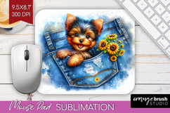 Denim Mouse Pad Sublimation - Dog In Pocket Mousepad PNG Product Image 1