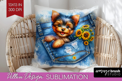 Denim Pillow Sublimation - Dog In Pocket Pillow Cover PNG Product Image 1