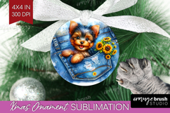 Denim Ornament PNG - Dog In Pocket PNG Sublimation Product Image 1