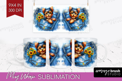 Denim Mug Wrap - Dog In Pocket Mug PNG Sublimation Product Image 1