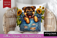 Denim Pillow Sublimation - Dog In Pocket Pillow Cover PNG Product Image 1