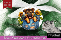 Denim Ornament PNG - Dog In Pocket PNG Sublimation Product Image 1