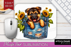 Denim Mouse Pad Sublimation - Dog In Pocket Mousepad PNG Product Image 1