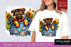 Denim Square Tshirt Background - Dog In Pocket PNG Product Image 1