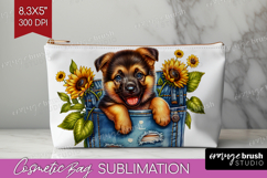 Denim Cosmetic Bag - Dog In Pocket Makeup Bag PNG Product Image 1
