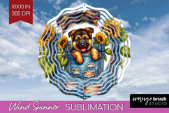 Denim Wind Spinner Sublimation PNG - Dog In Pocket Round Product Image 1