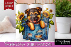 Denim Tumbler Wrap - Dog In Pocket Tumbler PNG Sublimation Product Image 1