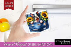 Denim Magnet Sublimation - Dog In Pocket Square Magnet PNG Product Image 1