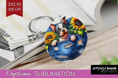 Denim Keychain PNG - Dog In Pocket Keychain Sublimation Product Image 1