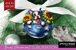 Denim Ornament PNG - Dog In Pocket PNG Sublimation Product Image 1