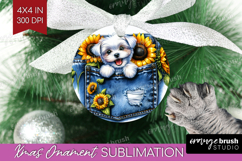 Denim Ornament PNG - Dog In Pocket PNG Sublimation Product Image 1