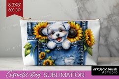 Denim Cosmetic Bag - Dog In Pocket Makeup Bag PNG Product Image 1