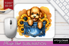 Denim Mouse Pad Sublimation - Dog In Pocket Mousepad PNG Product Image 1