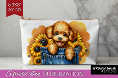 Denim Cosmetic Bag - Dog In Pocket Makeup Bag PNG Product Image 1
