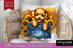 Denim Pillow Sublimation - Dog In Pocket Pillow Cover PNG Product Image 1